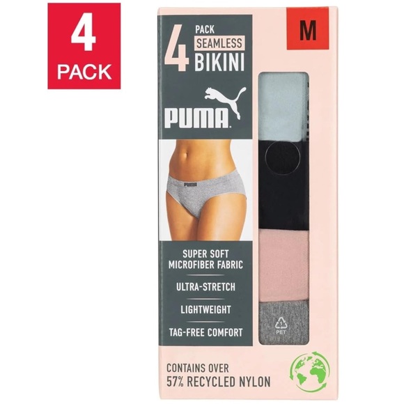 PUMA Women's Seamless Bikini Underwear, Microfiber, Tag-Free, 4-Pack - Picture 7 of 8